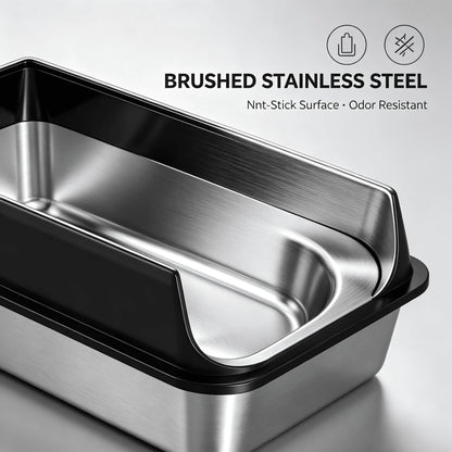 Stainless Steel Cat Litter Box With Anti-Splash Rim, High Side Open Top Metal Litter Pan With Foot Grate, Leak-Proof Easy Clean Cat Toilet For Indoor Kittens Adult Cats