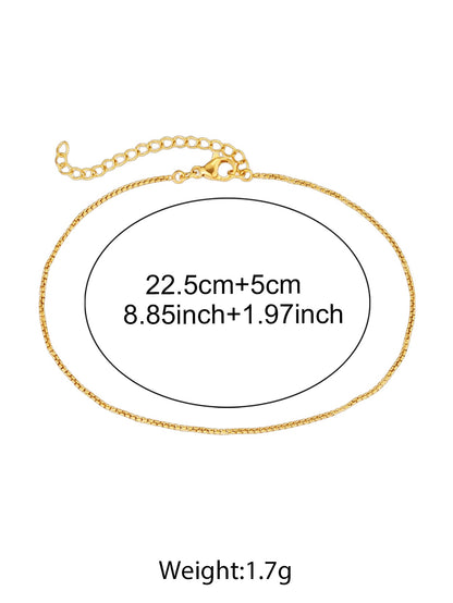 Stainless Steel Flat Chain Ladies' Anklet Thin Simple Exquisite Small Chain Details, Summer Beach Holiday Style Accessories.