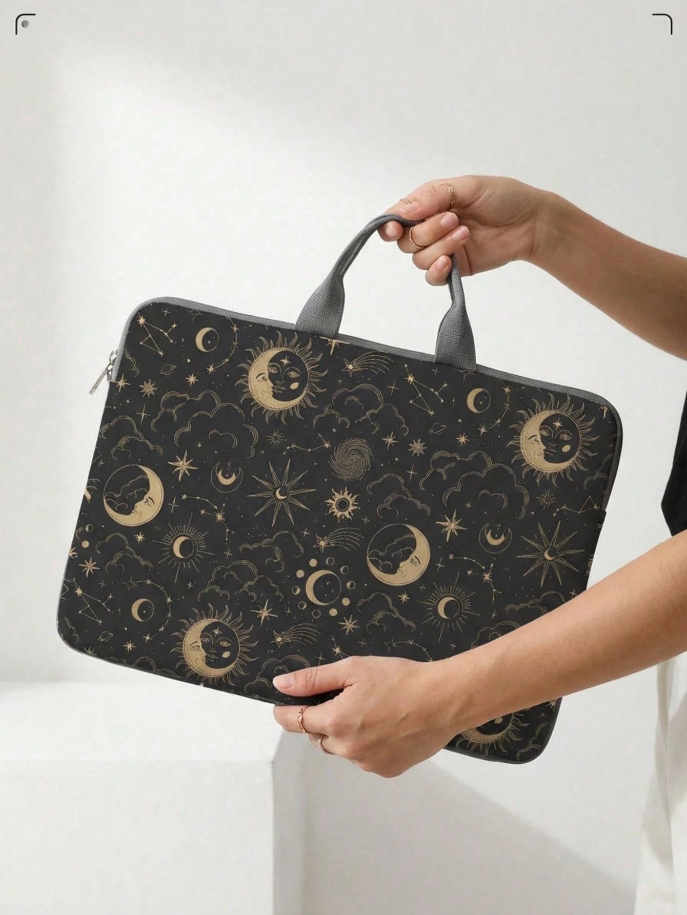 Star & Moon Pattern Printed Laptop Bag, Laptop Sleeve, Accessories, Soft Laptop Bag, Soft Laptop Sleeve, Laptop Case, Laptop Zipper Sleeve, Laptop Sleeve For School, Business, Office, Classroom, Class