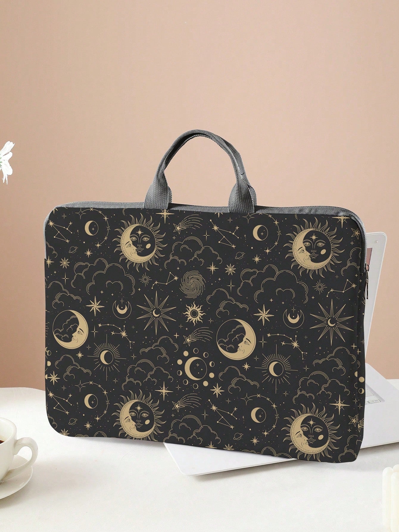 Star & Moon Pattern Printed Laptop Bag, Laptop Sleeve, Accessories, Soft Laptop Bag, Soft Laptop Sleeve, Laptop Case, Laptop Zipper Sleeve, Laptop Sleeve For School, Business, Office, Classroom, Class