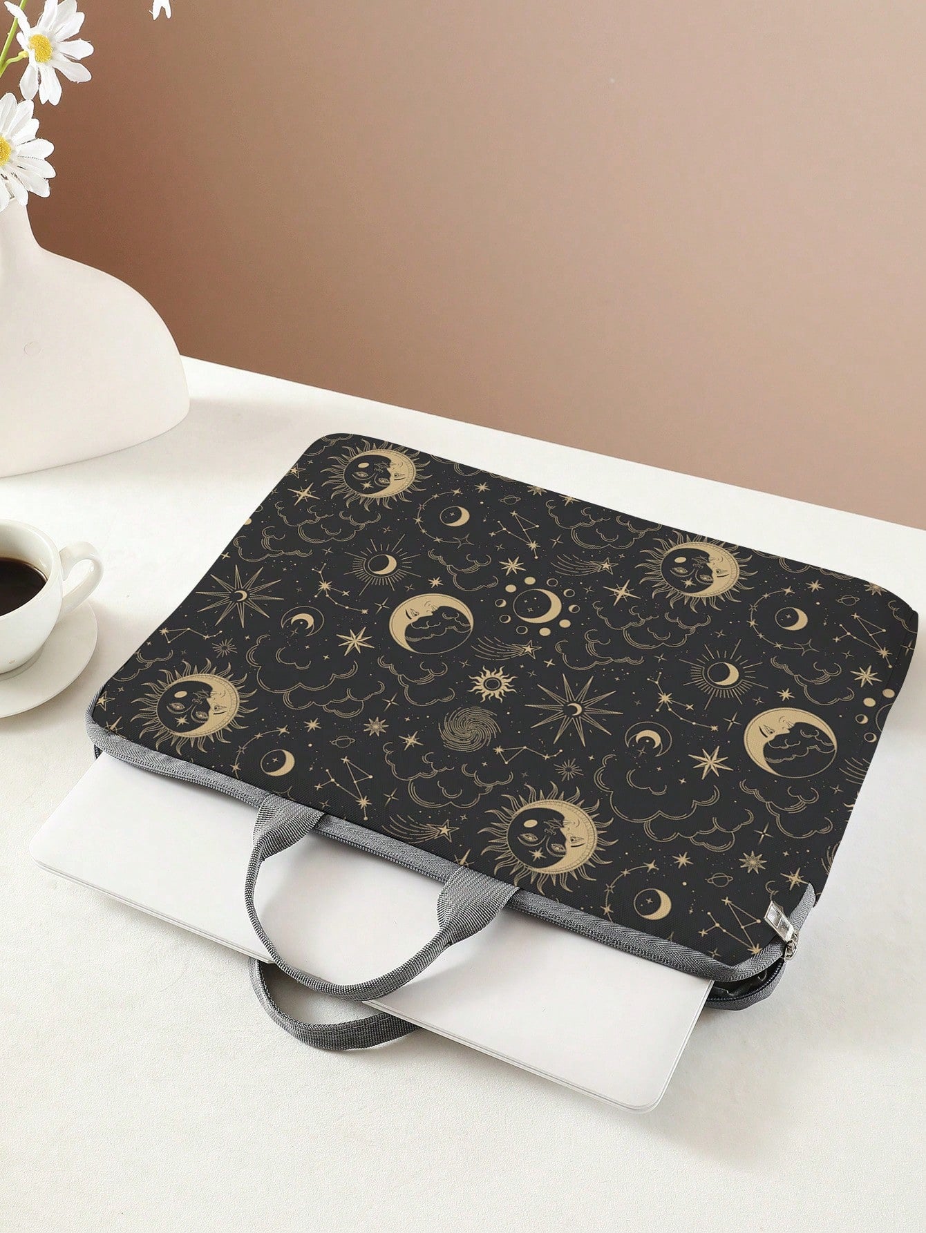 Star & Moon Pattern Printed Laptop Bag, Laptop Sleeve, Accessories, Soft Laptop Bag, Soft Laptop Sleeve, Laptop Case, Laptop Zipper Sleeve, Laptop Sleeve For School, Business, Office, Classroom, Class