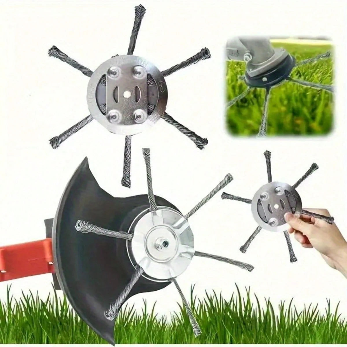 Steel Wire Grass Trimmer Head, Universal And Durable Replacement Blades With Installation Tools, Ideal For Professional Trimming, String Trimmers, And Moss Removal, Garden Cleaning Tool