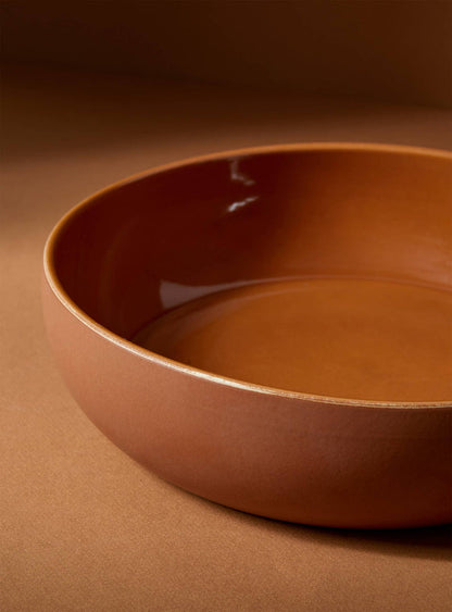 Stoneware Shallow Serving Bowl | EWA 60 oz: Matte Terracotta