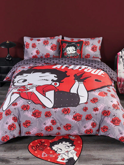 Strawberry Shortcake X 3Pc Strawberry Print Quilt Set, Sanded Material, Soft And Warm, Multiple Sizes, Suitable For Single Bed/Double Bed/Queen Bed/King Bed, Machine Washable