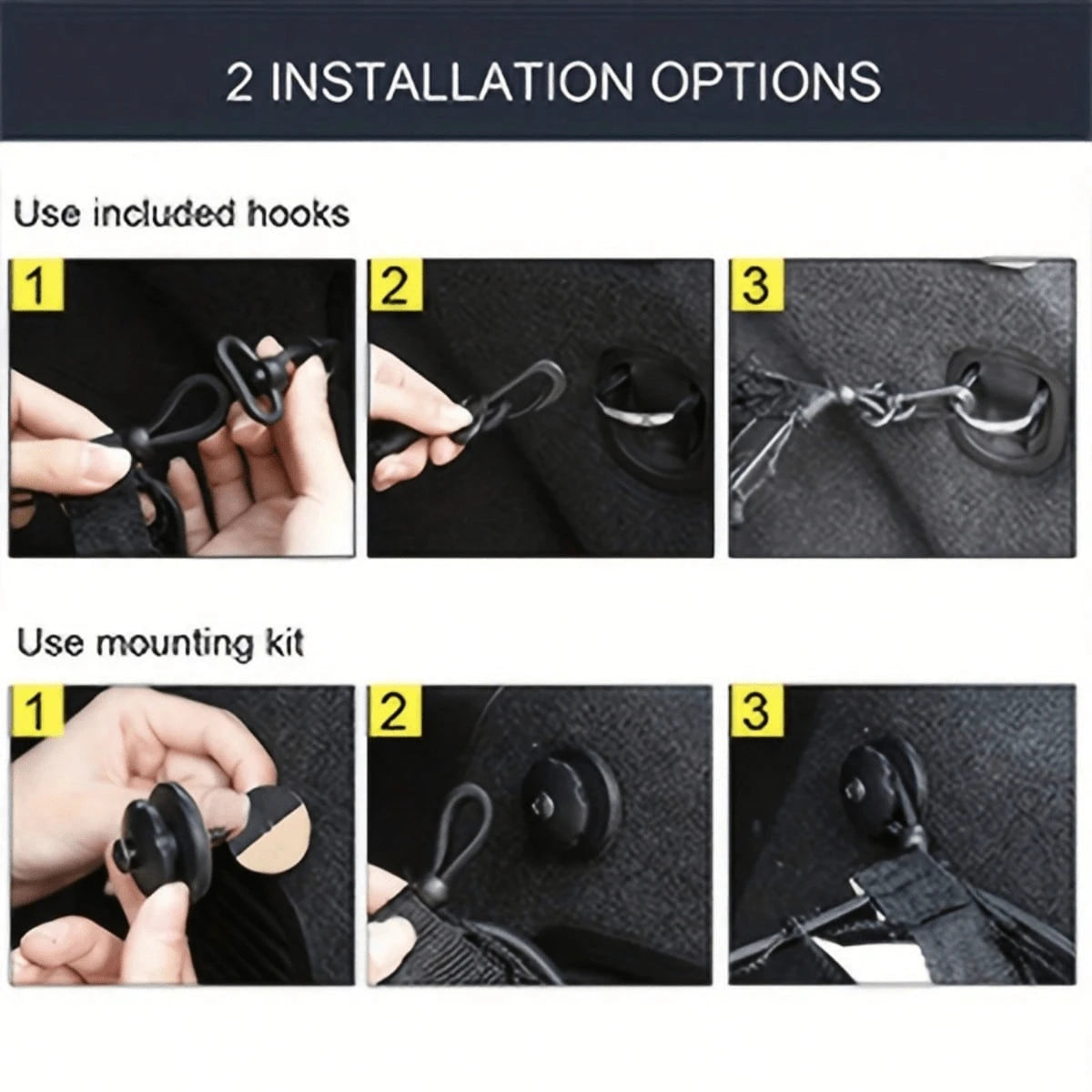 Stretchable Nylon Car Trunk Cargo Storage Net With Strong Metal Hooks, Universal Elastic Trunk Organizer Mesh Holder, Heavy Duty Flexible Luggage Fixed Net, Easy Install Auto Storage Accessory For Pic