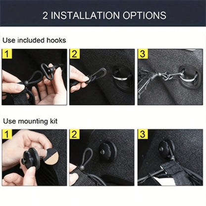 Stretchable Nylon Car Trunk Cargo Storage Net With Strong Metal Hooks, Universal Elastic Trunk Organizer Mesh Holder, Heavy Duty Flexible Luggage Fixed Net, Easy Install Auto Storage Accessory For Pic