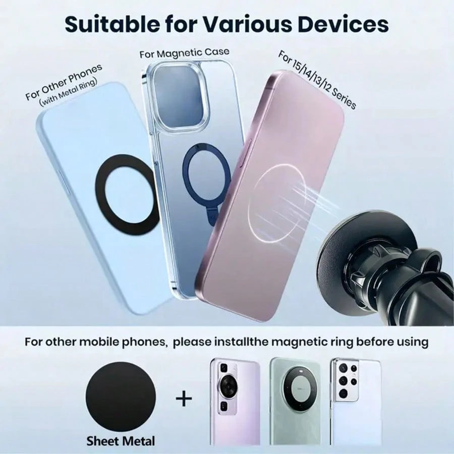 Strong Magnetic Car Phone Holder, 360° Rotating Adjustable Holder, Suitable For Home Mirror Installation- Non-Slip Base, One-Button Operation, Compatible With Air Conditioning Vents, Durable Design