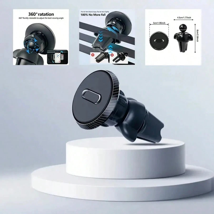 Strong Magnetic Car Phone Holder, 360° Rotating Adjustable Holder, Suitable For Home Mirror Installation- Non-Slip Base, One-Button Operation, Compatible With Air Conditioning Vents, Durable Design