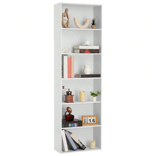 Studyset 6 Tiers Tall Bookcase,Display Storage Shelves 70" Tall Bookcase Book Shelves Wooden Bookshelves For Home Office, Living Room, Bed Room