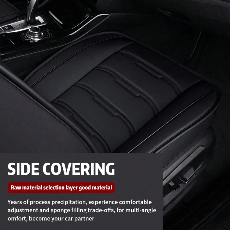 Stylish Black & Red Contrast Faux Leather Red-Stitched 5-Seater Full Coverage Car Seat Covers- Universal Fit Auto Seat Protectors