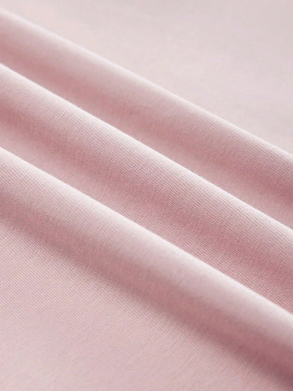 Summer New Fashionable Casual Versatile Sweet Retro Beach Vacation Style Printed Round Neck Short Sleeve T-Shirt For Women Pink