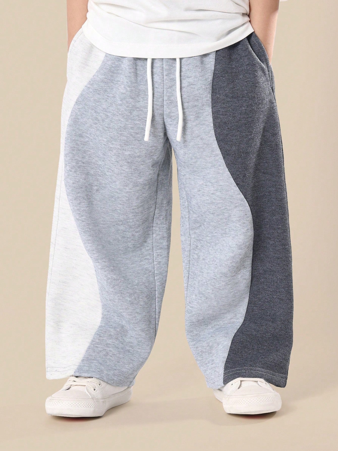 SUMWON Kids Color Block Sweatpants Loose Fit Wear Casual Jogger Bottoms Everyday Comfort Indoor Outdoor Play Wear Spring Fall 2023 Collection Winter