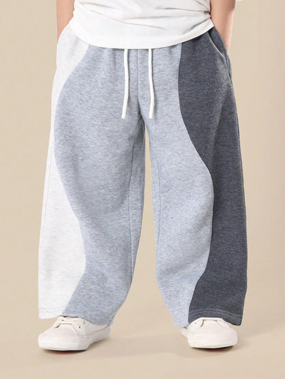 SUMWON Kids Color Block Sweatpants Loose Fit Wear Casual Jogger Bottoms Everyday Comfort Indoor Outdoor Play Wear Spring Fall 2023 Collection Winter