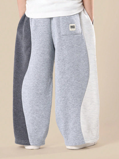 SUMWON Kids Color Block Sweatpants Loose Fit Wear Casual Jogger Bottoms Everyday Comfort Indoor Outdoor Play Wear Spring Fall 2023 Collection Winter