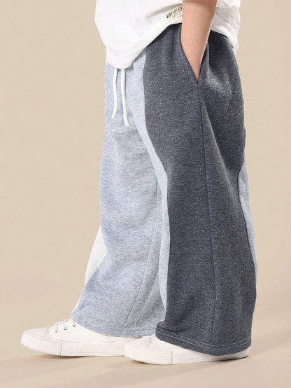 SUMWON Kids Color Block Sweatpants Loose Fit Wear Casual Jogger Bottoms Everyday Comfort Indoor Outdoor Play Wear Spring Fall 2023 Collection Winter