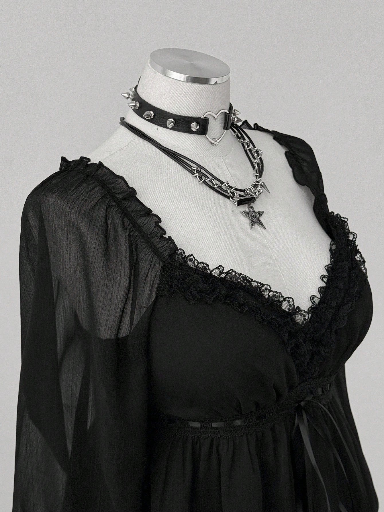 Sunspun Plus Size Fashionable Commuter Solid Color Lace Trim Blouse Fall Cloth For Women