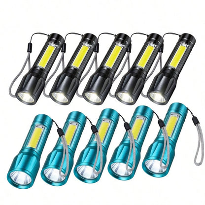 Super Bright Mini LED Flashlight Zoomable Strobe 5 Modes Rechargeable Outdoor Emergency Pocket Light For Outdoor Camping Hiking Emergency Use