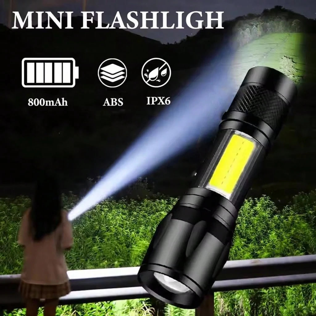 Super Bright Mini LED Flashlight Zoomable Strobe 5 Modes Rechargeable Outdoor Emergency Pocket Light For Outdoor Camping Hiking Emergency Use
