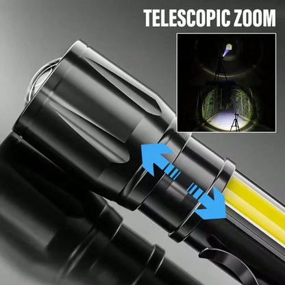 Super Bright Mini LED Flashlight Zoomable Strobe 5 Modes Rechargeable Outdoor Emergency Pocket Light For Outdoor Camping Hiking Emergency Use