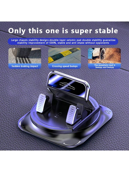 Super Stable Car Phone Mount: 360° Rotation + Non-Trace Silicone Base – Anti-Shake Holder For Dashboard Navigation (All Phone Models)