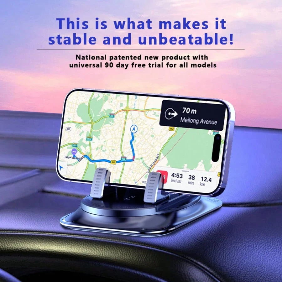 Super Stable Car Phone Mount: 360° Rotation + Non-Trace Silicone Base – Anti-Shake Holder For Dashboard Navigation (All Phone Models)