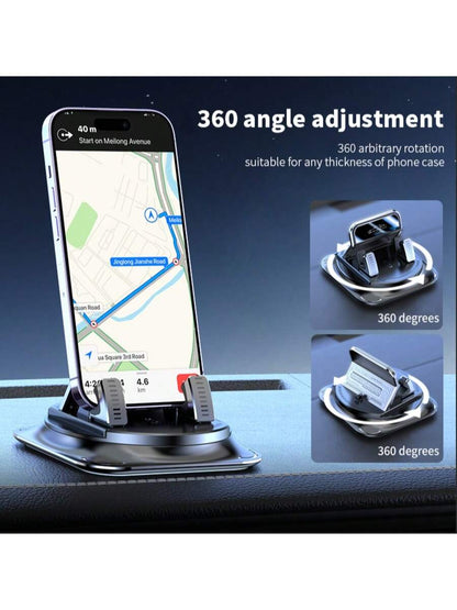 Super Stable Car Phone Mount: 360° Rotation + Non-Trace Silicone Base – Anti-Shake Holder For Dashboard Navigation (All Phone Models)