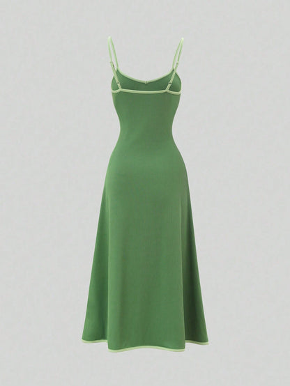 SuriyaCove Women's Casual Solid Color Sleeveless Mid-Length Dress For Daily Wear
