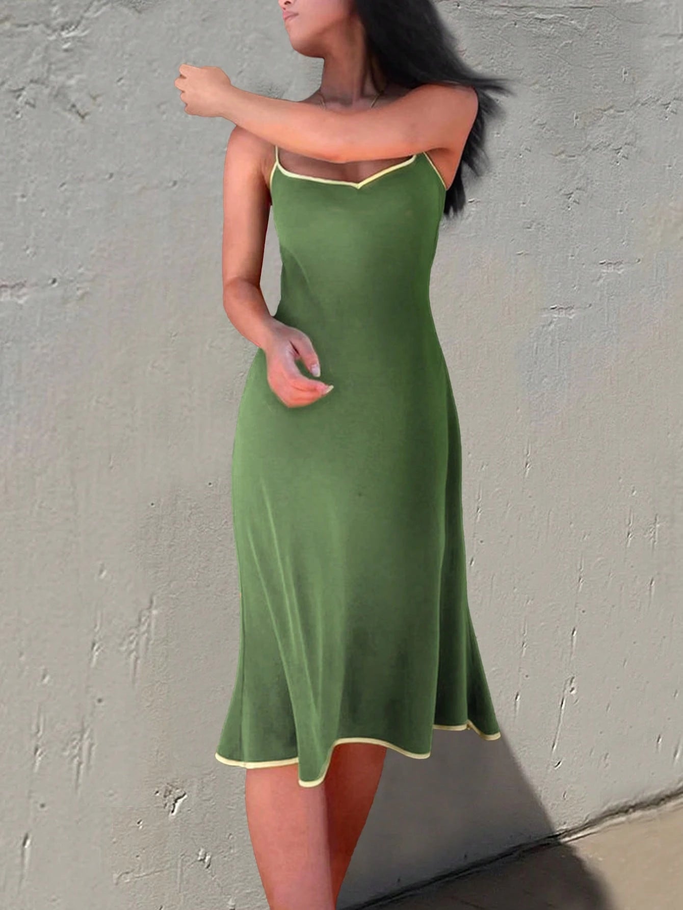 SuriyaCove Women's Casual Solid Color Sleeveless Mid-Length Dress For Daily Wear