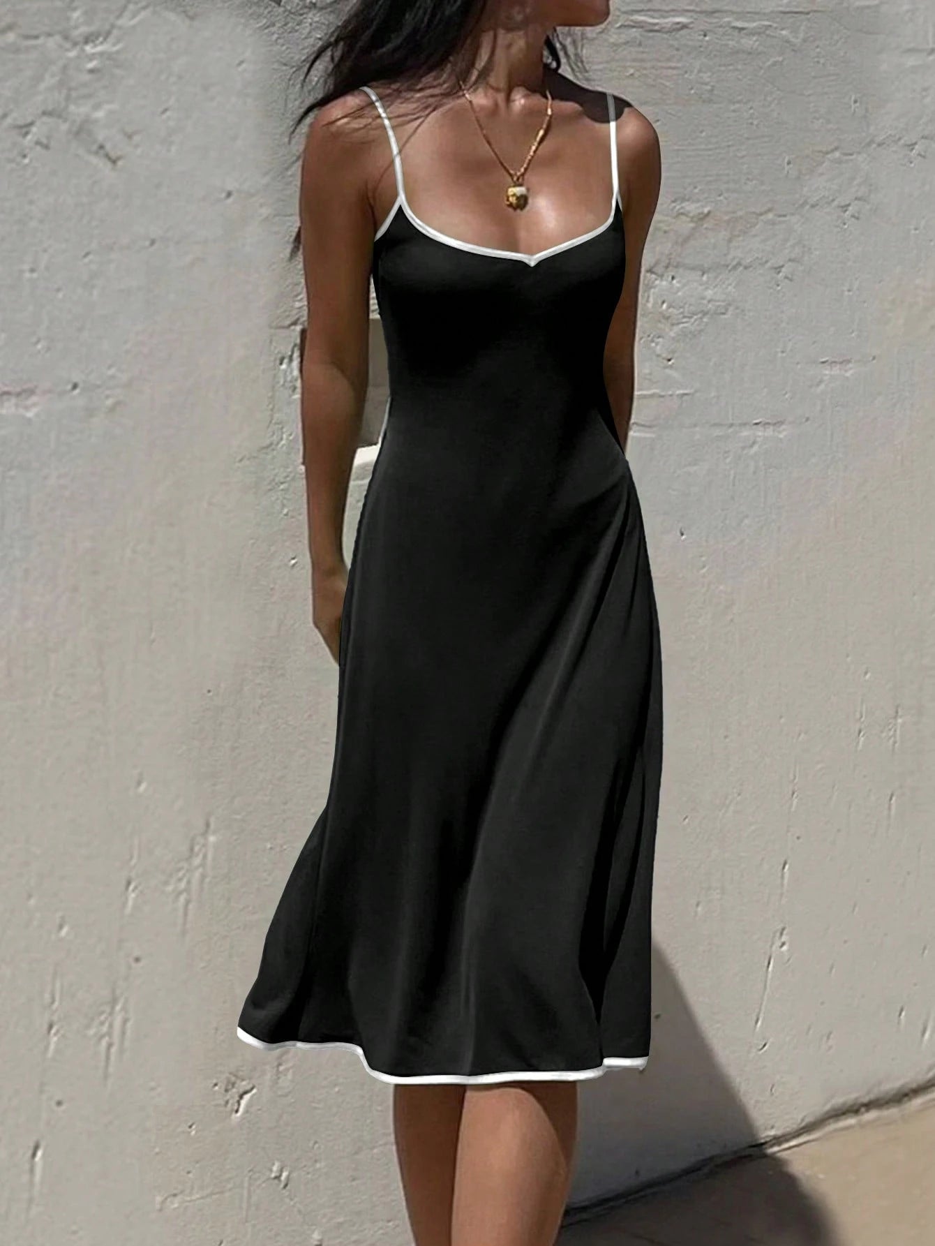 SuriyaCove Women's Casual Solid Color Sleeveless Mid-Length Dress For Daily Wear