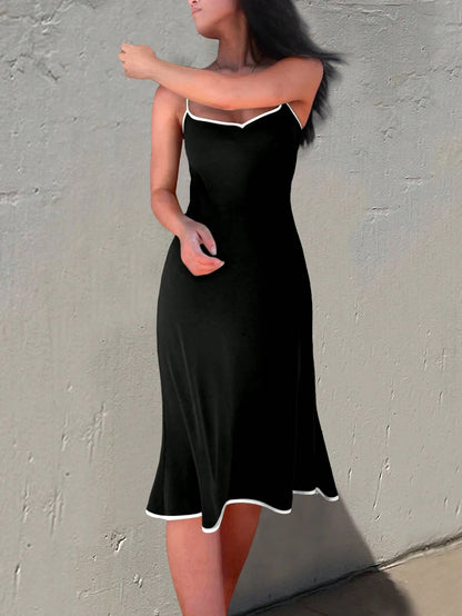 SuriyaCove Women's Casual Solid Color Sleeveless Mid-Length Dress For Daily Wear