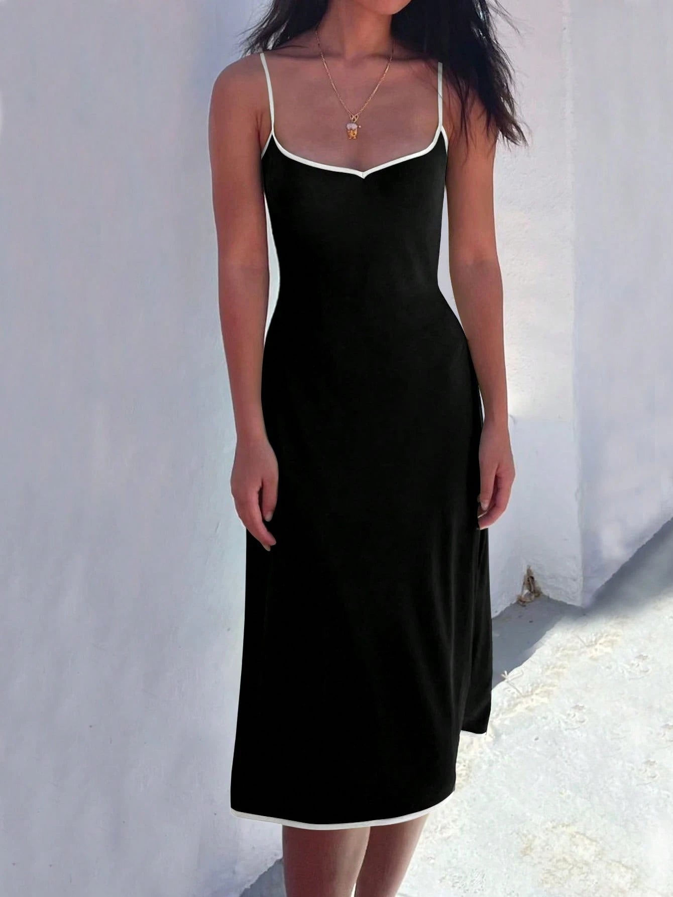 SuriyaCove Women's Casual Solid Color Sleeveless Mid-Length Dress For Daily Wear
