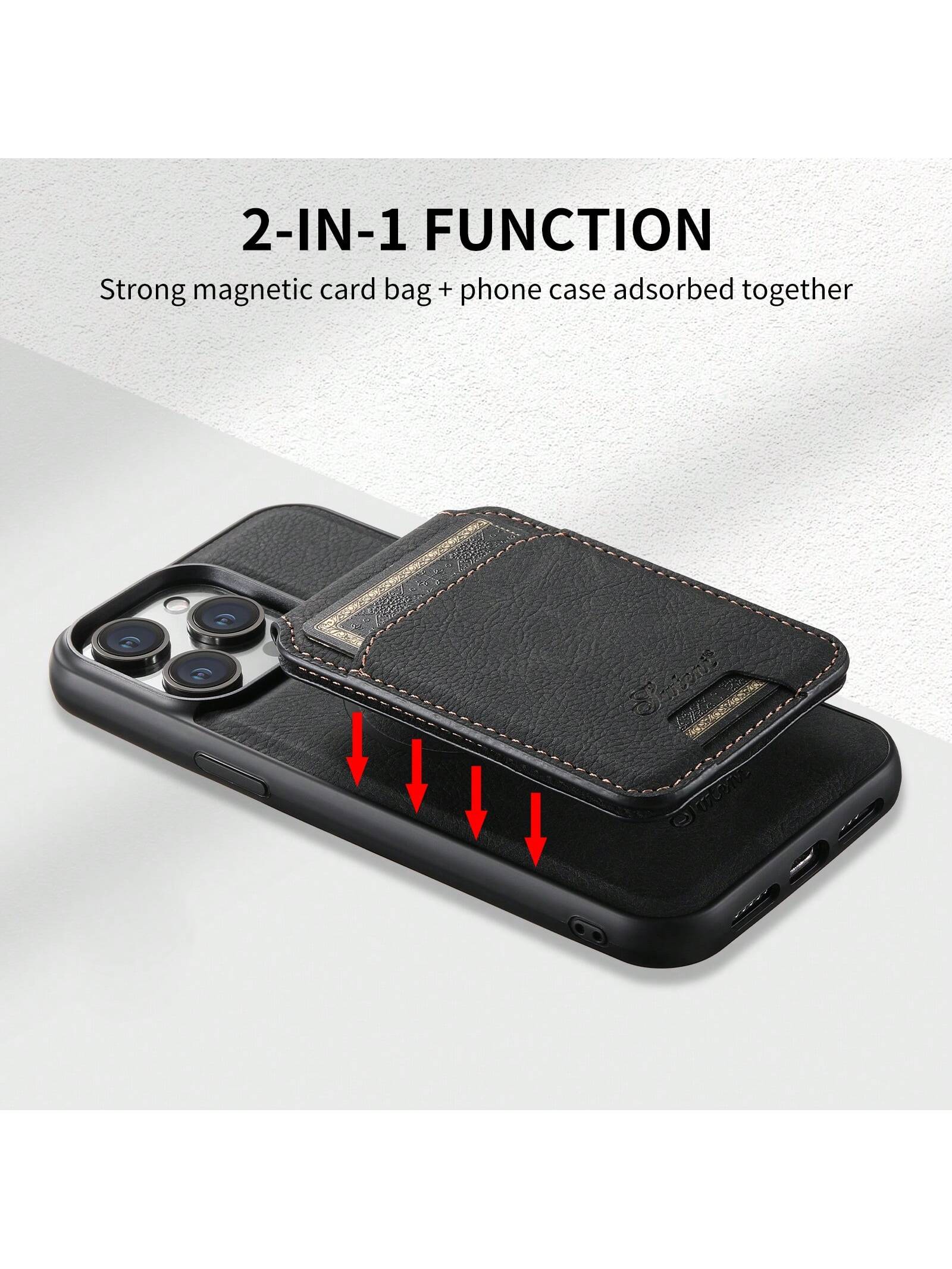 Suteni Magnetic PU Leather 2-In-1 Detachable Wallet Phone Case With Card Slot Compatible With MagSafe Wireless Charging Compatible With IPhone 17 Pro Max 17 Air 16 15 Plus 14 13 12 11 Galaxy S25 Ultra