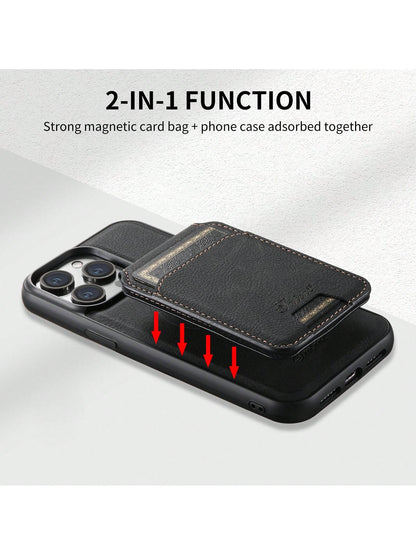 Suteni Magnetic PU Leather 2-In-1 Detachable Wallet Phone Case With Card Slot Compatible With MagSafe Wireless Charging Compatible With IPhone 17 Pro Max 17 Air 16 15 Plus 14 13 12 11 Galaxy S25 Ultra