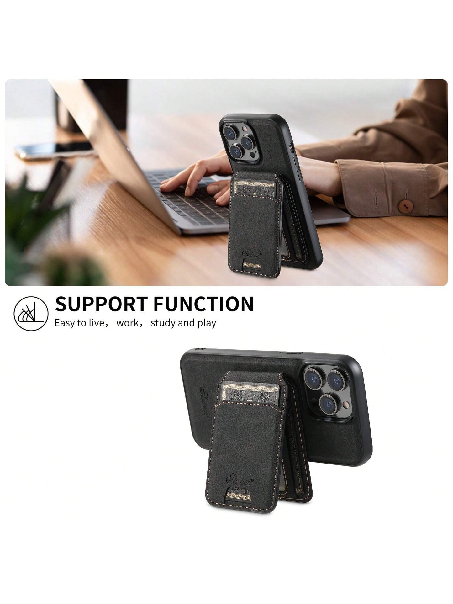 Suteni Magnetic PU Leather 2-In-1 Detachable Wallet Phone Case With Card Slot Compatible With MagSafe Wireless Charging Compatible With IPhone 17 Pro Max 17 Air 16 15 Plus 14 13 12 11 Galaxy S25 Ultra