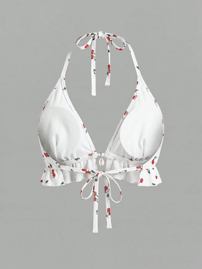 Sweetra CURVE 2026 New Summer Beach Vacation Fruit Print Sweet Minimalist Plus Size Bikini Top