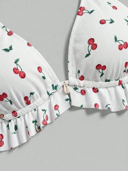 Sweetra CURVE 2026 New Summer Beach Vacation Fruit Print Sweet Minimalist Plus Size Bikini Top