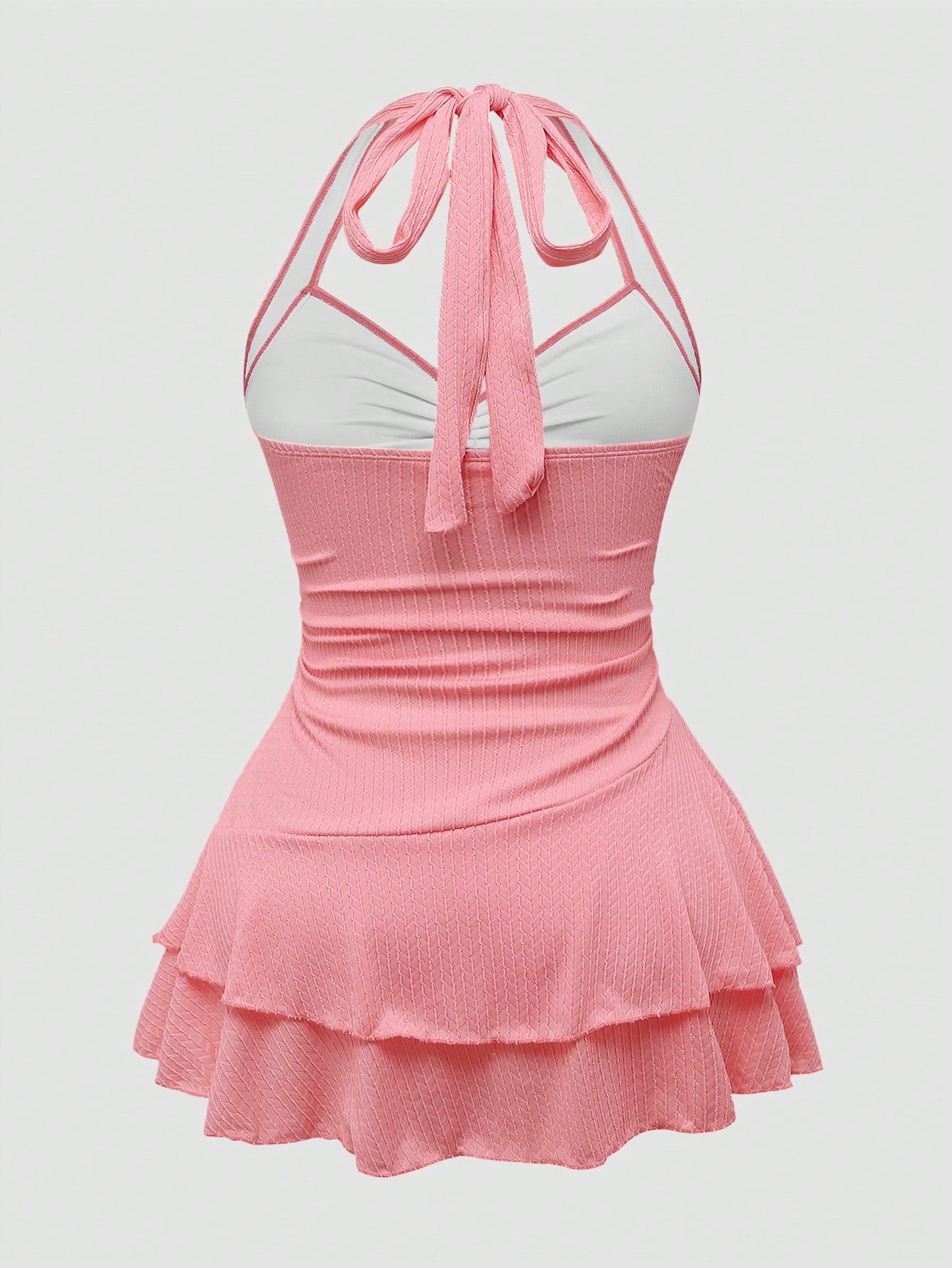 Sweetra Plus Size Women's Textured Starfish Decor Camisole Dress & Swim Shorts 2 Piece Set,Cerise Pink Summer Tropical Beach Holiday Bikini Bathing Suits