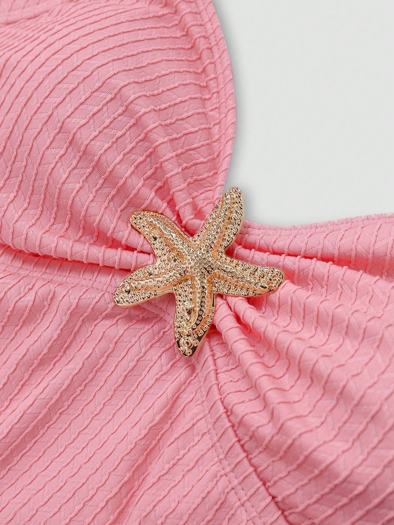 Sweetra Plus Size Women's Textured Starfish Decor Camisole Dress & Swim Shorts 2 Piece Set,Cerise Pink Summer Tropical Beach Holiday Bikini Bathing Suits