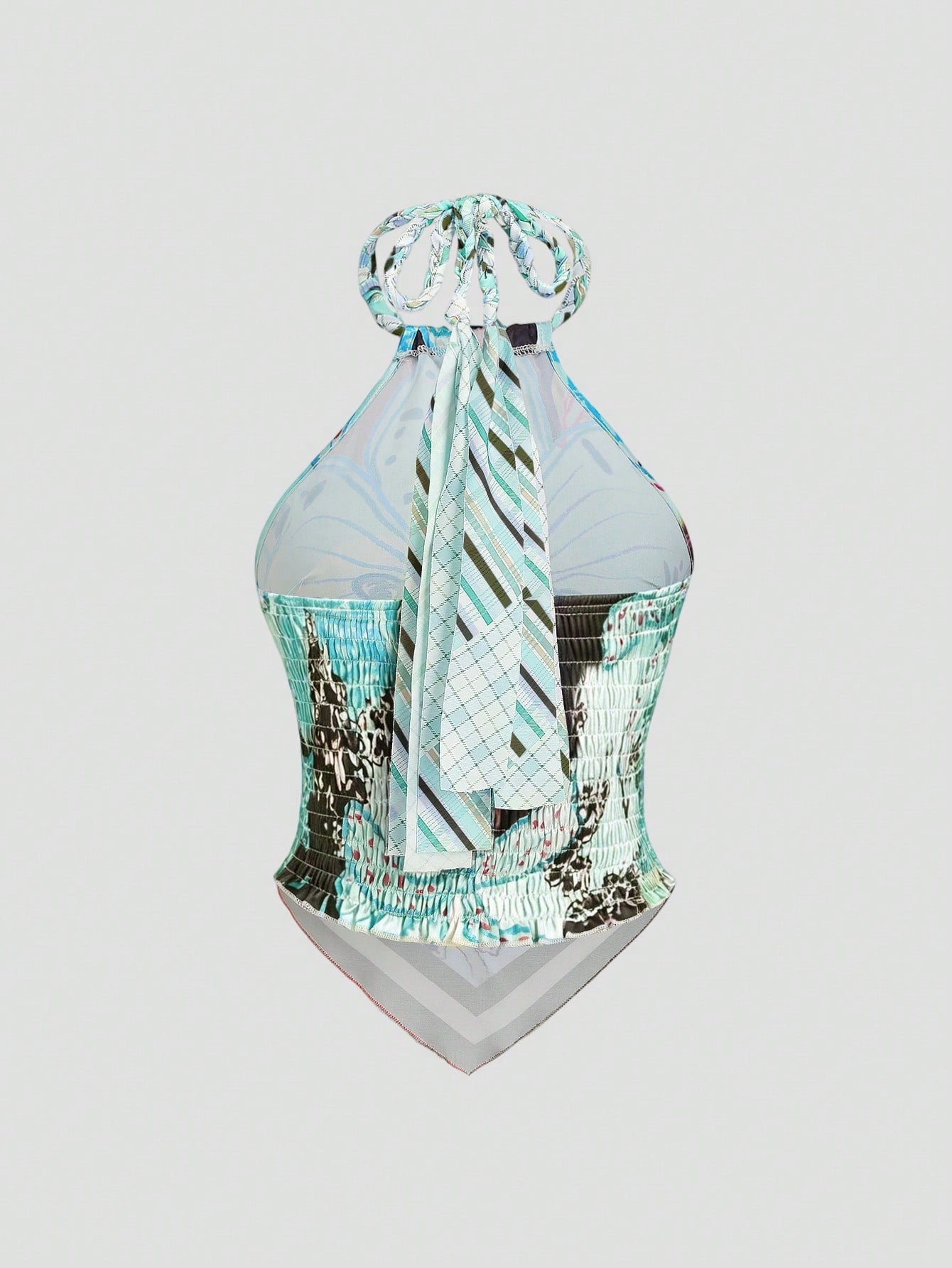 Sweetra Reversible Crochet Spaghetti Strap Sleeveless Printed Camisole, Suitable For Beach & Summer Vacation