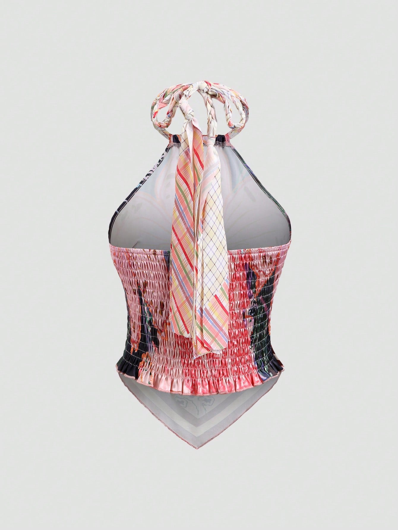 Sweetra Reversible Crochet Spaghetti Strap Sleeveless Printed Camisole, Suitable For Beach & Summer Vacation