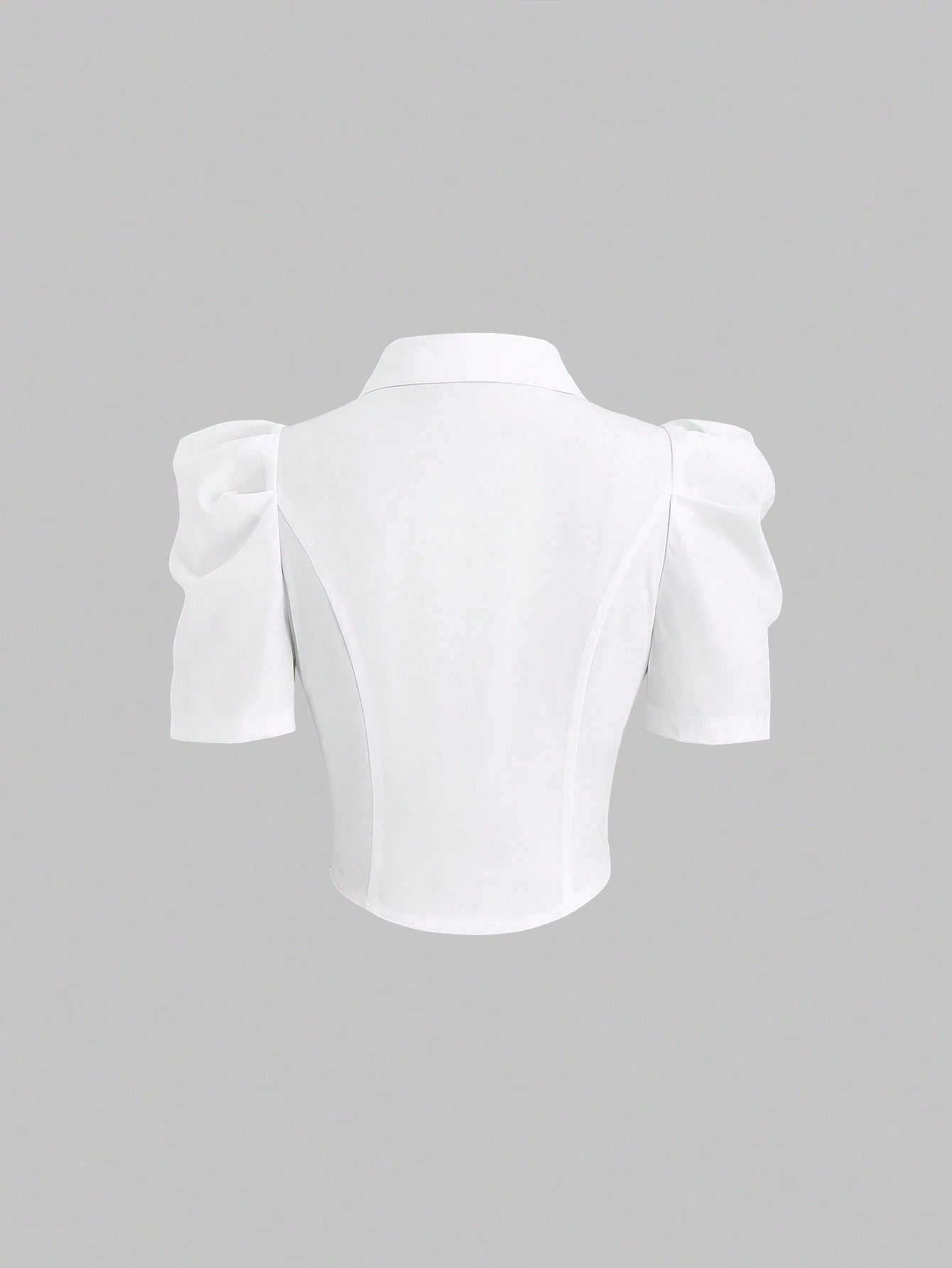 Sweetra Simple White Gigot Sleeve Blouse For Women,Summer Office Commute Wear