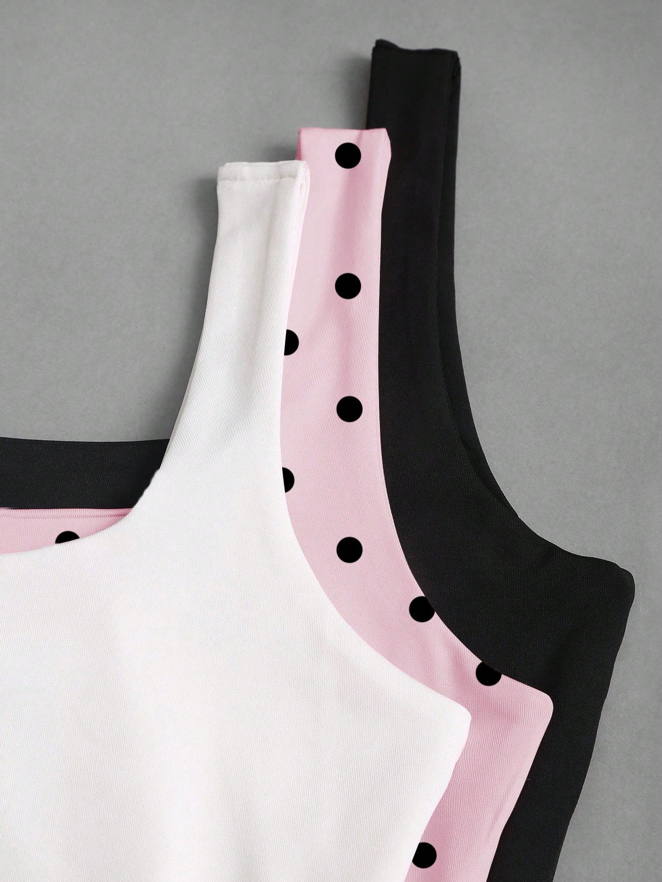 Sweetra Women's Casual Solid Color & Polka Dot Print Tank Top