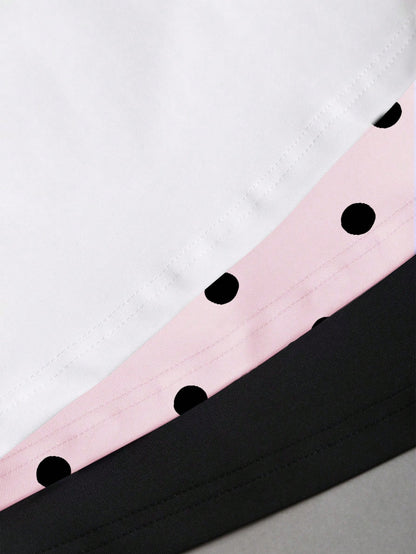 Sweetra Women's Casual Solid Color & Polka Dot Print Tank Top