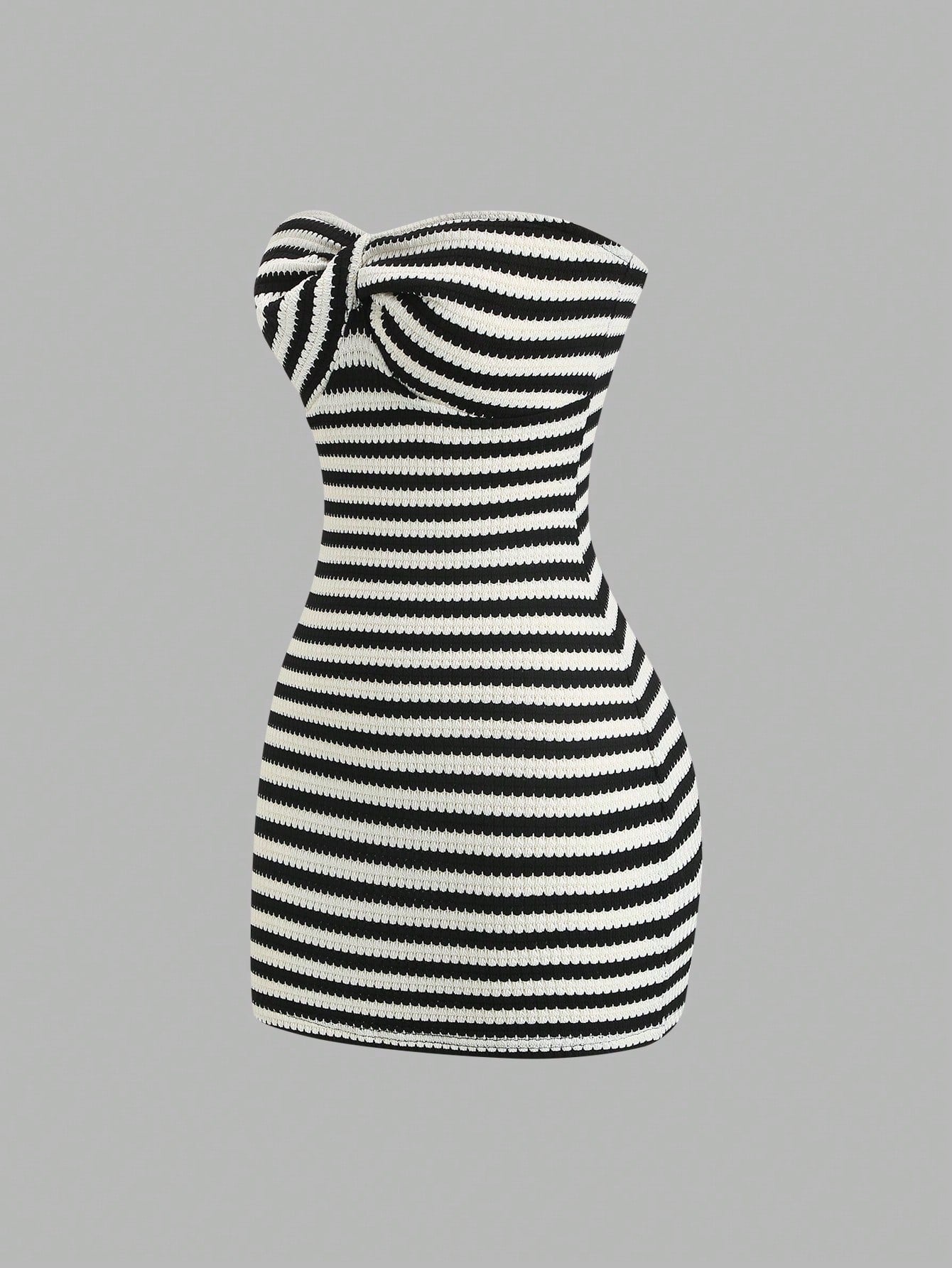 Sweetra Women's Contrast Stripe Backless Knit Tube Top Bodycon Mini Dress, Summer