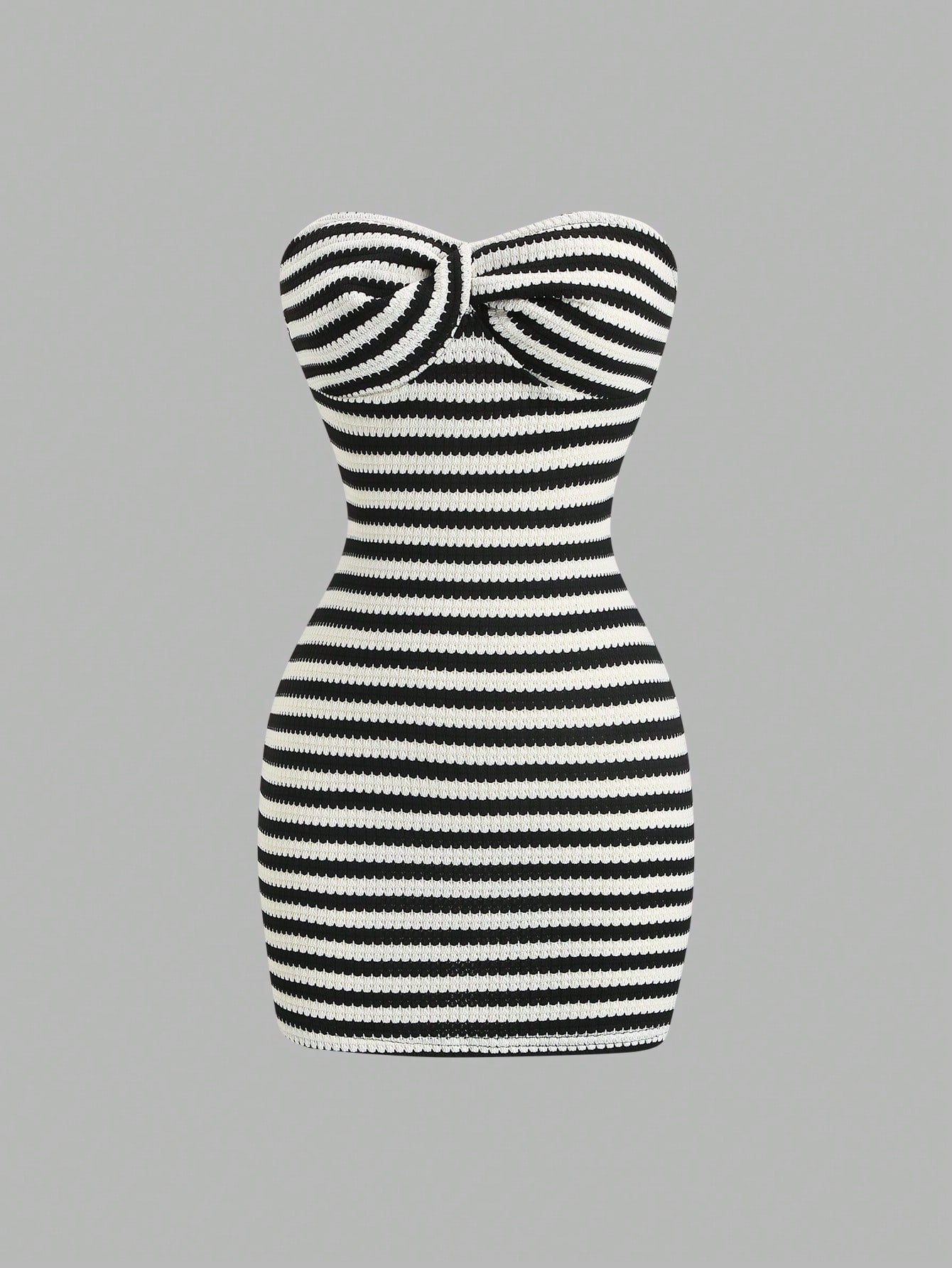 Sweetra Women's Contrast Stripe Backless Knit Tube Top Bodycon Mini Dress, Summer