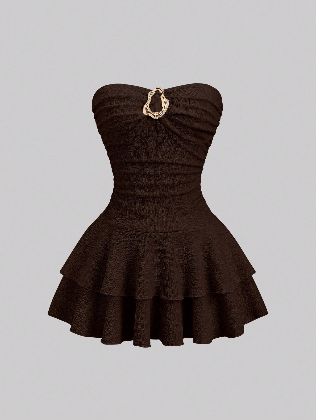 Sweetra Women's Elegant Strapless Double-Layer Mini Dress