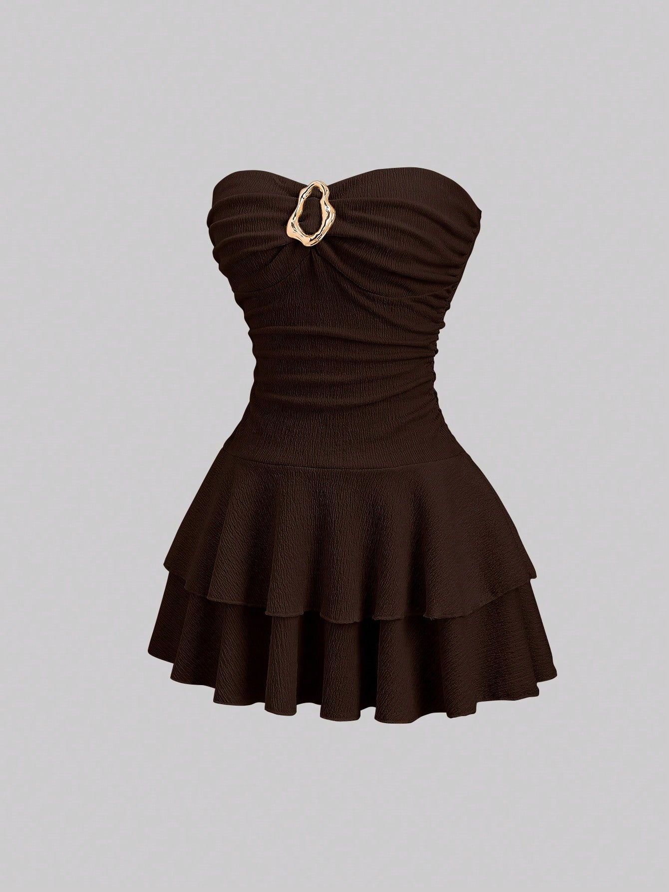 Sweetra Women's Elegant Strapless Double-Layer Mini Dress