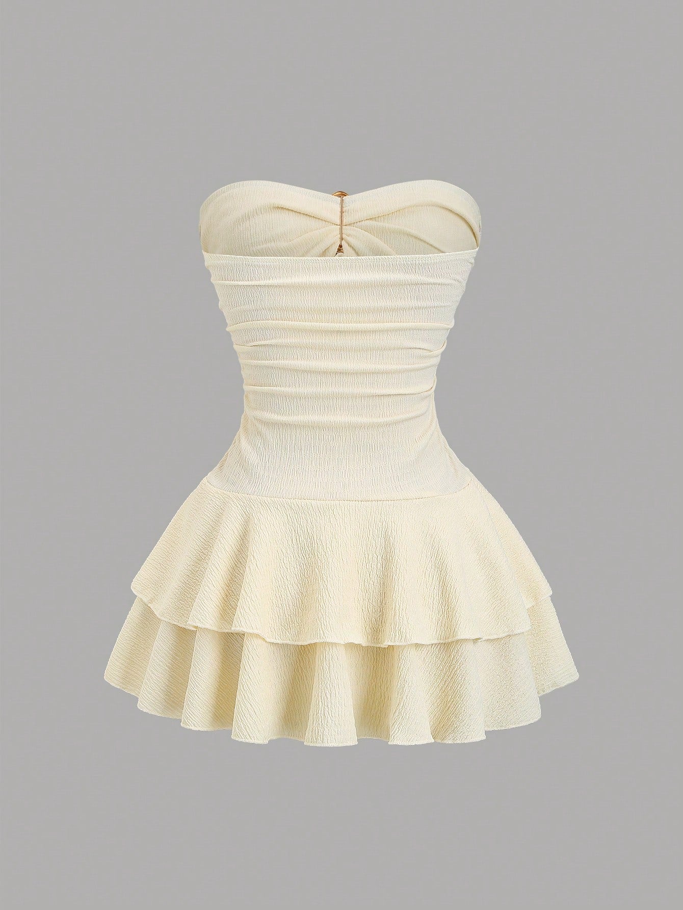 Sweetra Women's Elegant Strapless Double-Layer Mini Dress
