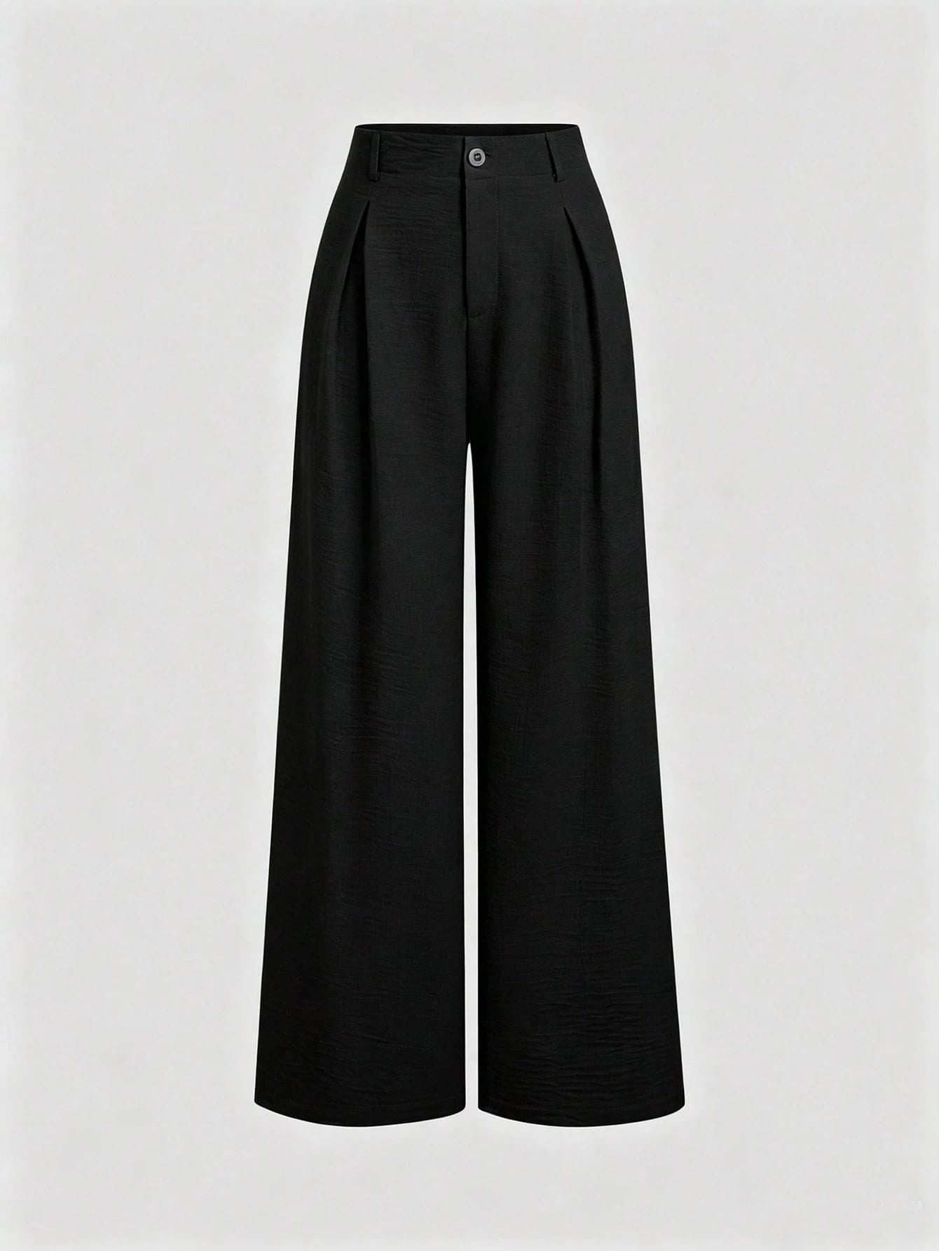 Sweetra Women's New Fashion Versatile Retro Elegant Textured Faux Linen Pleated Wide Leg Long Pants