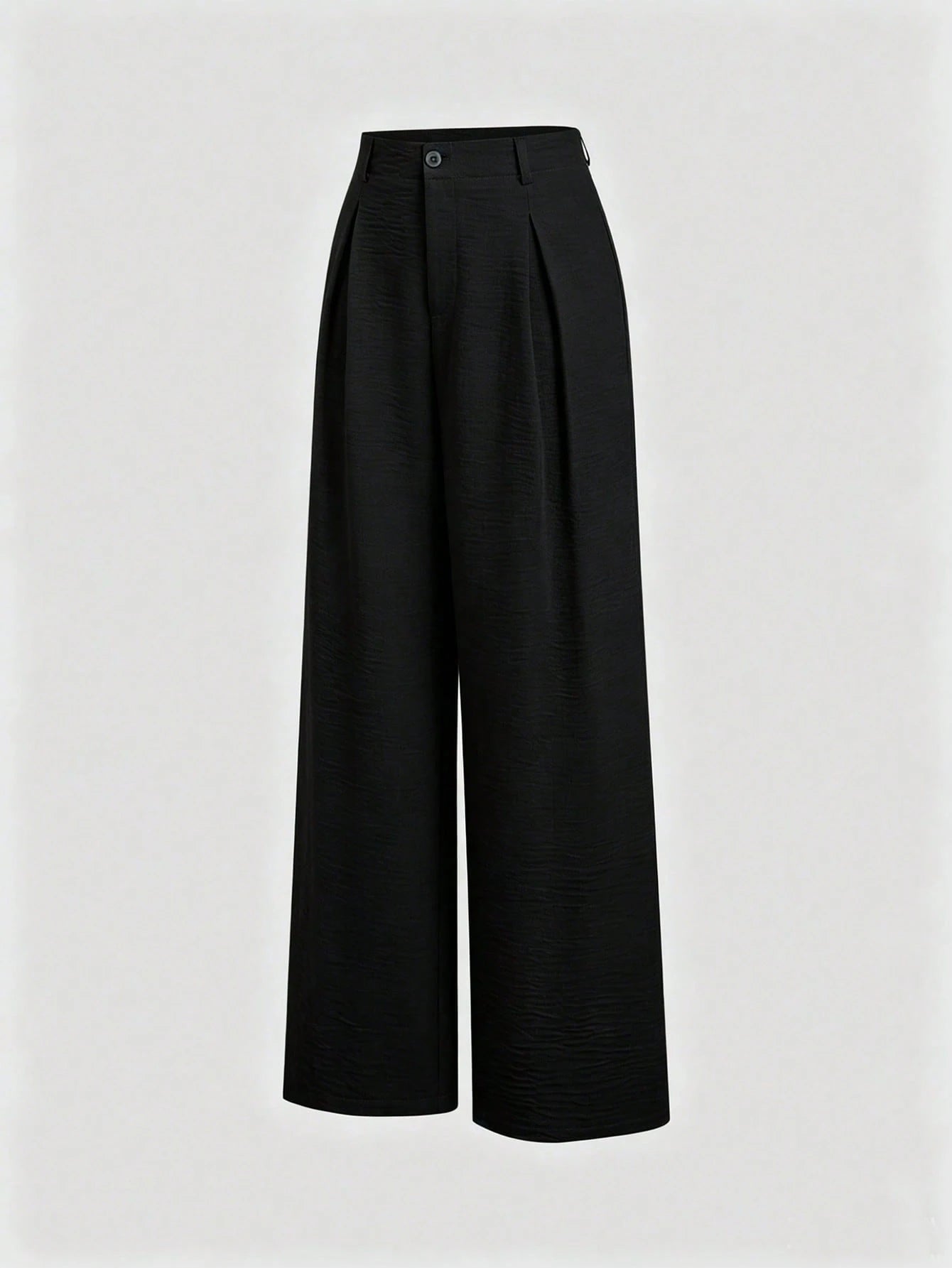 Sweetra Women's New Fashion Versatile Retro Elegant Textured Faux Linen Pleated Wide Leg Long Pants